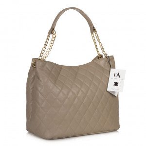 Geanta dama din piele naturala DiAmanti Lora Taupe Chiaro